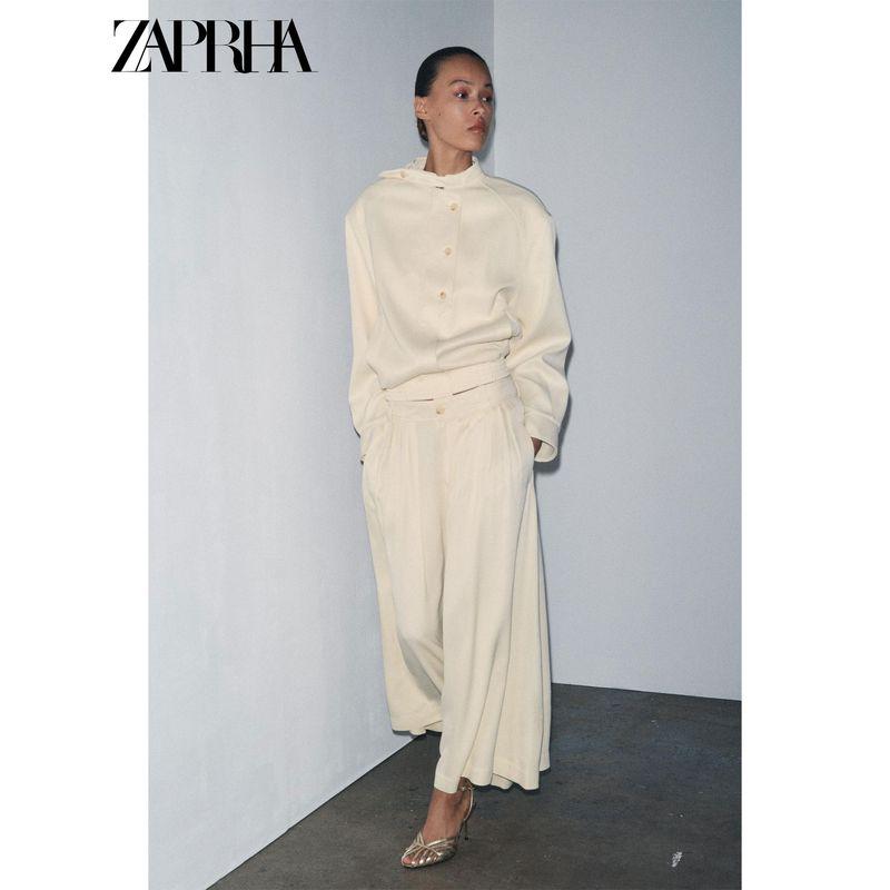 Zaprha 2025 Autumn New Small Turtleneck Solid Texture Button Long Sleeve Casual All-matching Outerwear 8114823