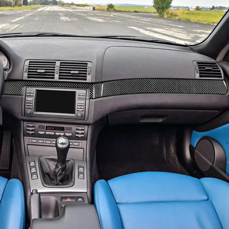For BMW E46 1998-2005 Carbon Fiber Trument Central Center Panel Trim Strip Car Interior Accessories Decorative Stickers