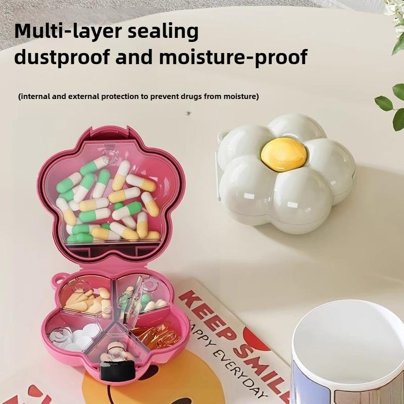 Portable, sealed, multi-functional, portable medicine box, dopamine wind medicine tablets, mini flower storage box