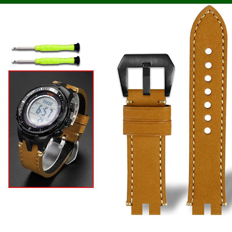 Classic Retro scrub Genuine Calfskin Watchband For Casio ProTrek PRW3000/3100/6000/6100Y PRG300 Series Bracelet Watch Accessories