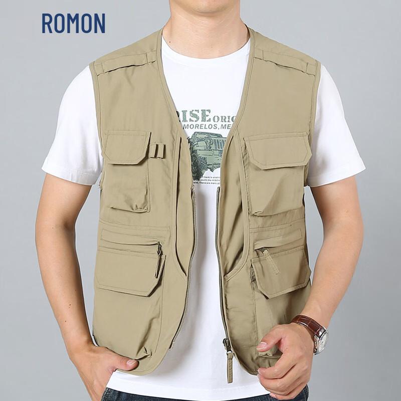ROMON Men s Multi-Pocket Casual Outdoor Vest 5XL