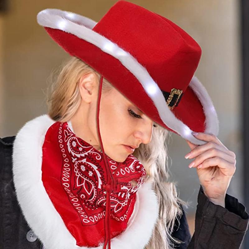 Bride Cowboy Hat, Sunglasses and Kerchief Set for Bride Christmas Photo Props Halloween Role Play New Year Party