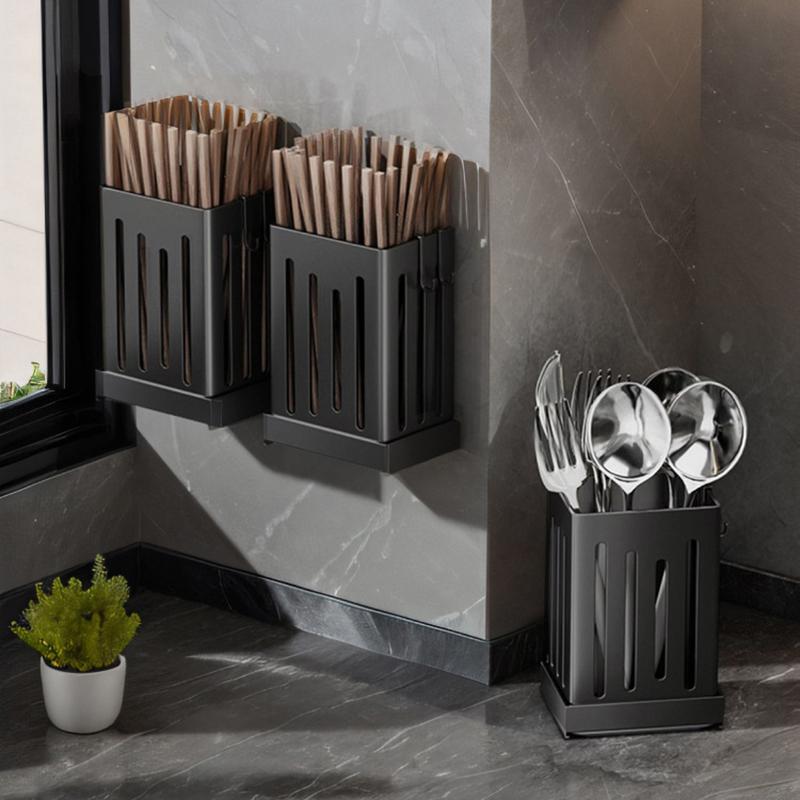 1Pc Kitchen Chopsticks Holder Multifunctional Hanging Utensil Drying Rack Hooks No Drilling Wall Mounted Spoon Fork Holders