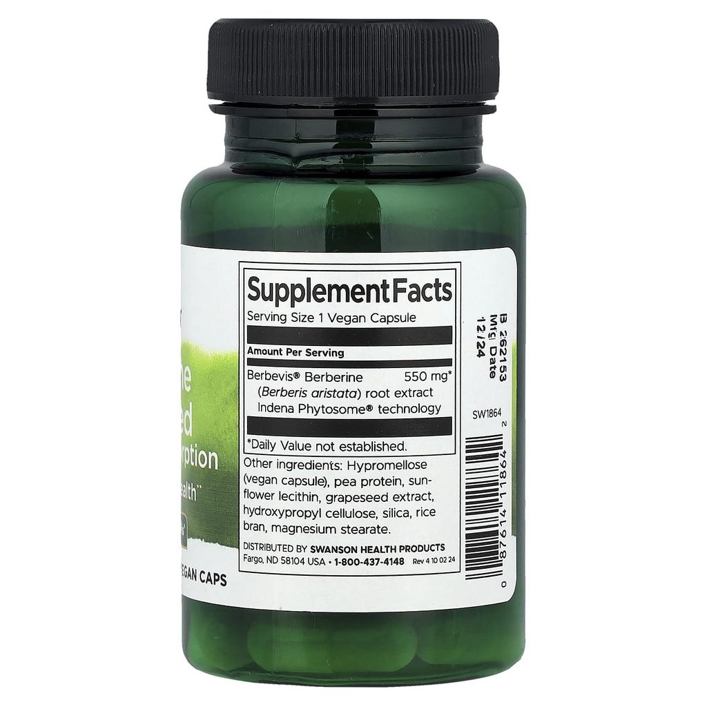 Berberine Advanced Absorption Enhancement, Veggie Capsules 30 (550Mg per Capsule)
