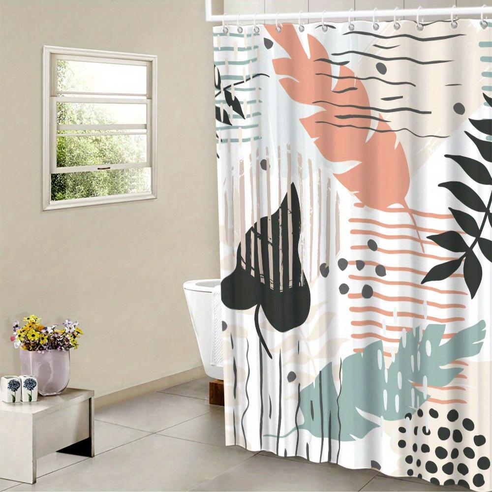 

Modern Abstract Geometric Shower Curtain - Polyester, Machine Washable, Unlined, 12 Hooks, All-Season Floral Theme, Easy Install W60H190(CM)-1 Pcs