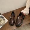 Spring 2025 new platform thick heel single shoes loafers women's shoes versatile simple British style heightening small leather shoes