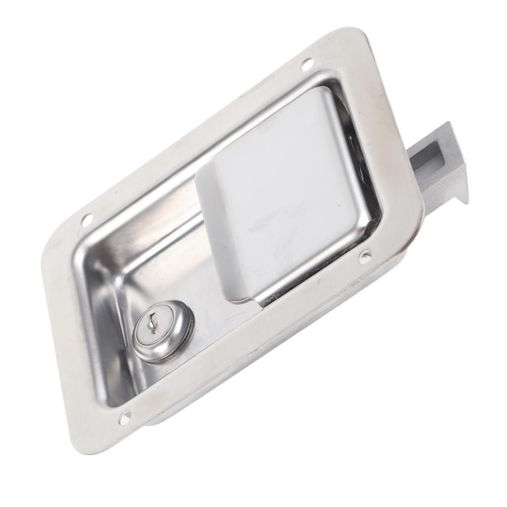 Flush Mount Paddle Door Latch Weatherproof 304 Stainless Steel Toolbox Lock with 2 Keys for RVs Trailers