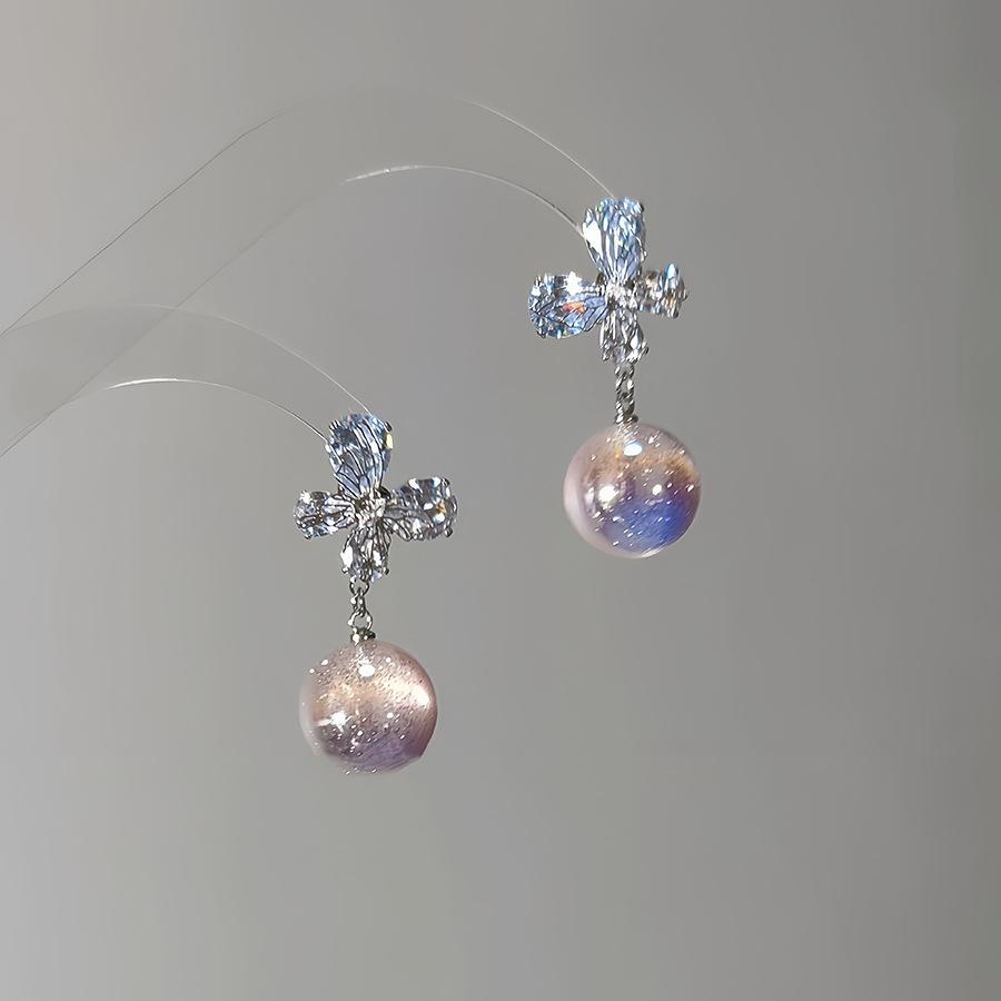 

Серьги-подвески с бабочками из смолы и циркона, универсальные, с легким роскошным темпераментом, нишевые, простые, высококлассные, женские