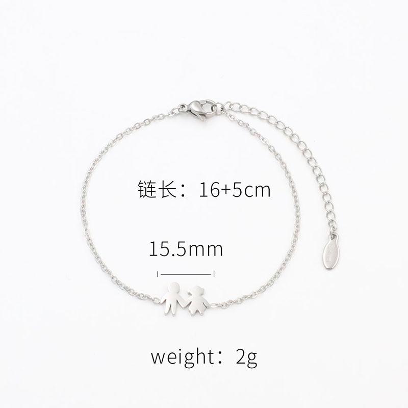 No Fading, Personalized Cartoon Shape, Family Of Four Pendant, Stainless Steel Bracelet, Same Jewelry For Men And Women