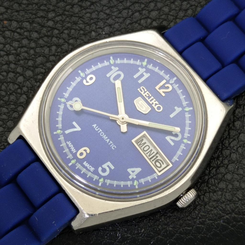 JAPAN VINTAGE SEIKO 5 AUTOMATIC 6309A MENS BLUE COLOR DIAL WATCH A500815-5 R154-a500815