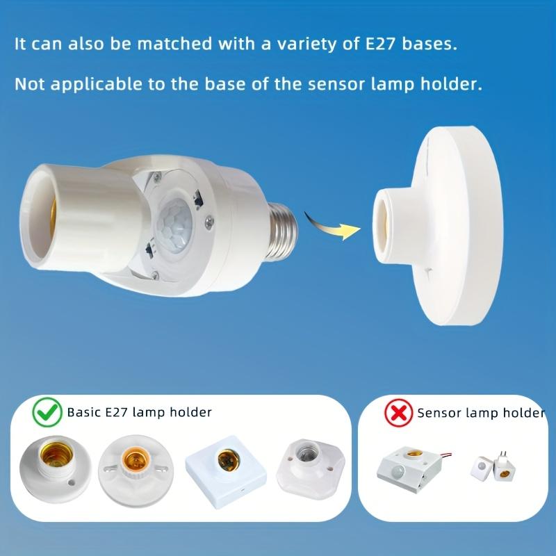 PIR Motion Sensor Lamp Holder E27 Smart Light Bulb Holder Adapter Auto on/Off Motion Light Socket for Porch Staircase Basement