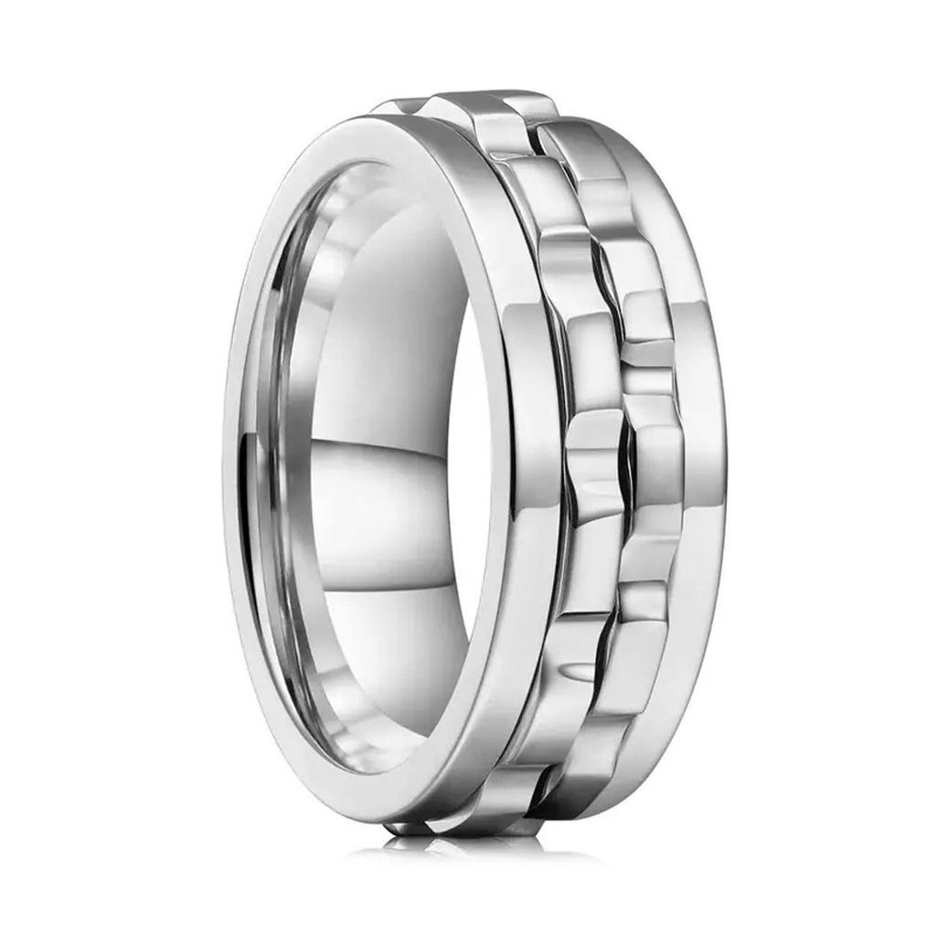 Cross-border explosive stainless steel ring rotatable decompression men's ring punk hip-hop titanium steel jewelry