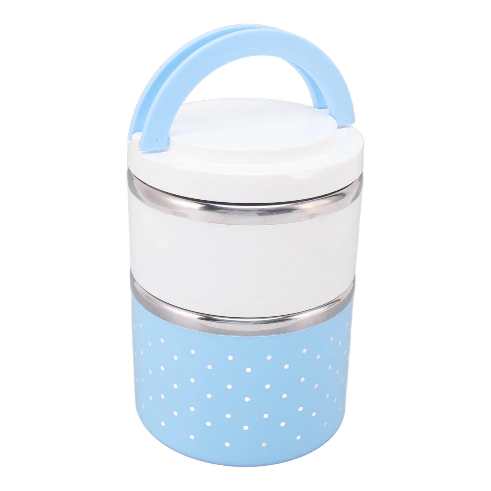 

Bento Lunch Box Stainless Steel Lightweight PP Housing Double Layer Anti Leakage Food Lunch Container for Student Blue L синий