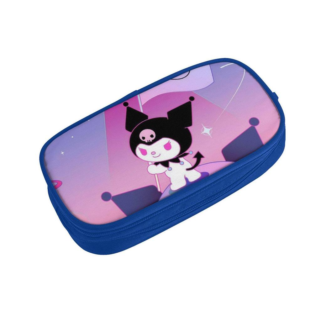 Kuromi Blue Double-Layer Pencil Case for School Students - Creative Stationery Box for Boys and Girls