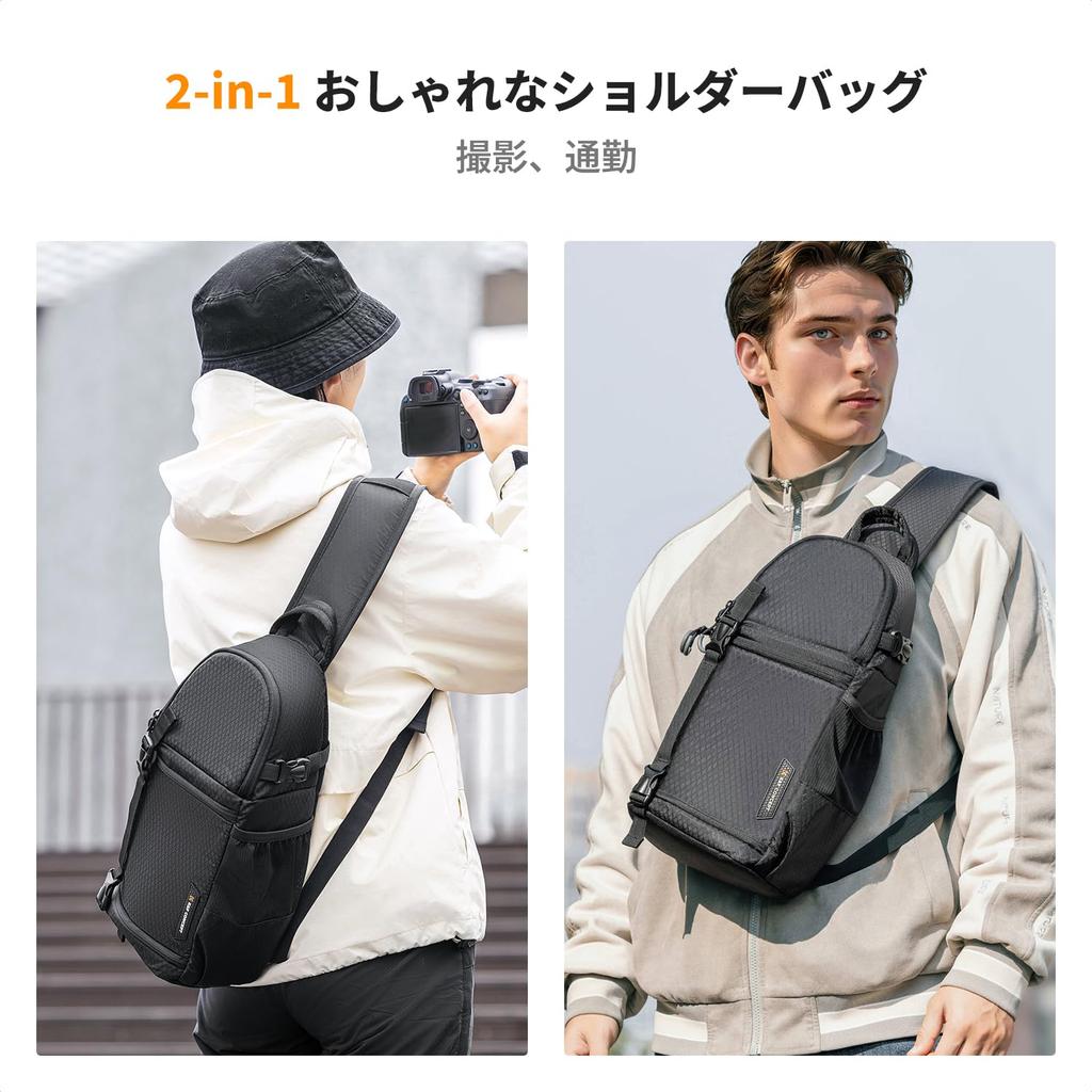 Concept Camera Bag Sling Bag Camera Shoulder Bag Large Capacity Two Compartments Top and Bottom Side Access Adjustable Divider Stylish DSLR Bag Water