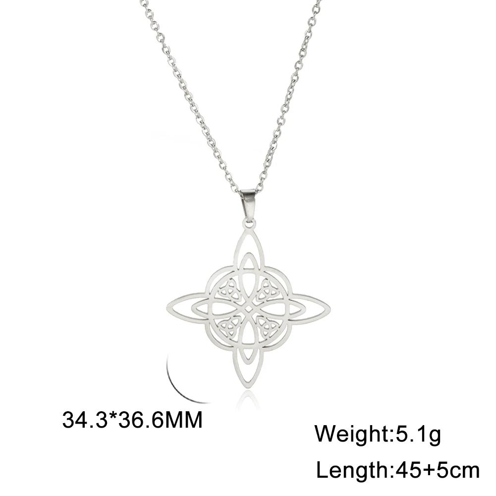Witchcraft Witches Knot Necklace Stainless Steel Triquetra Celtics Magic Knot Wicca Amulet Jewelry for Women