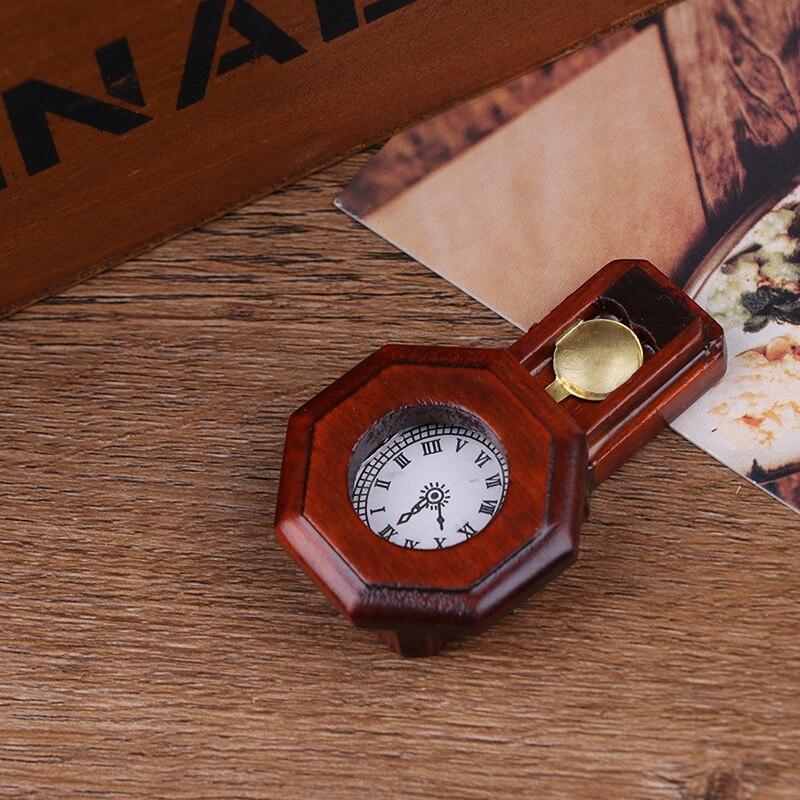 1Pcs Dollhouse Wood Vintage Red Clock 1/12 Scale Dollhouse Miniature Toy Pretend Play Furniture Toy Baby Kids Diy Toys