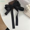 Big Bowknot Solid Satin Long Ribbon Bows Spring Clamp Women's Ponytail Hair Clip