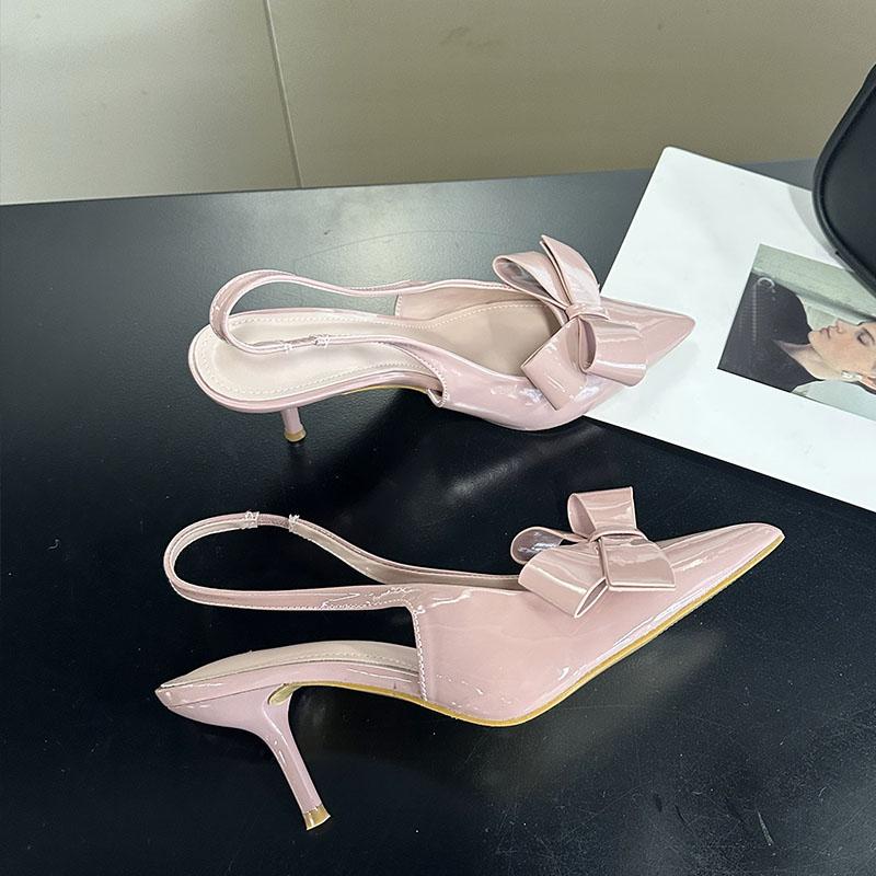 Fashion Footwear Butterfly-Knot Women Thin Heels Sandals Shoes Female Slides Fashion Pointed Toe Ladies High Heels Sandals Shoes Pumps