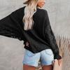 Women's Sweater Round Neck Hollow Lace Sleeve Color Sweater Bottoming Shirt