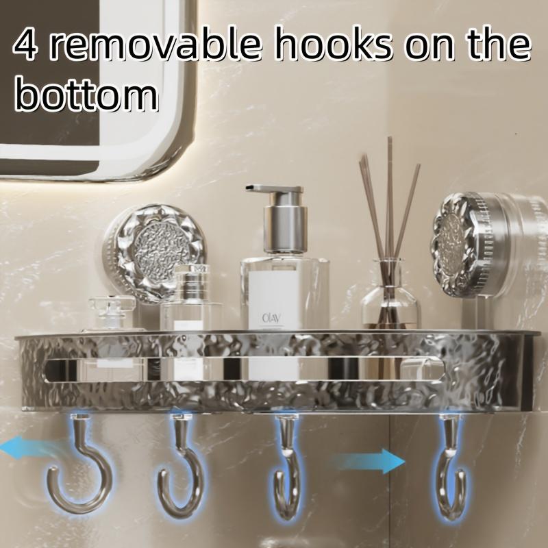 Waterproof Transparent PET Plastic Corner Shelf with Suction Cup Hooks, Matte Finish, Wall-Mounted Bathroom Organizer,with Strong Suction for Bathroom