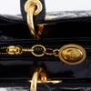 Dior Lady Dior Medium Handbag Canage Black Patent Leather Women Used