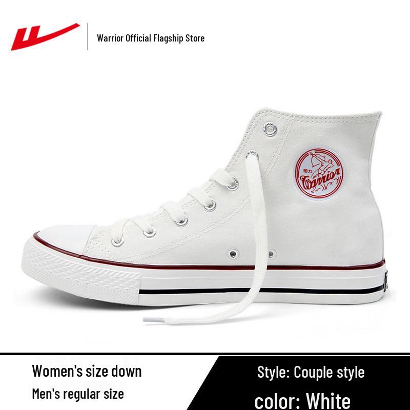 2026 Spring Warrior Low-Top Canvas Shoes: Black & White Casual Sneakers for Men & Women with Thick Soles