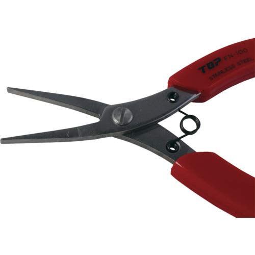 TOP Industrial (TOP) Flat Nose Pliers, 1.2mm Tip, Non-serrated, Spring-Loaded, Flat Shape, Stainless Steel, Precision Work, Repair, FN-100, Tsubame-Sa