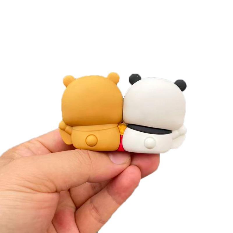 Urocze Figurki Bubu i Dudu Dekoracje na Szczęście Zostań Bogaty Yier Akcesoria Niedźwiedź Panda Wystrój Domu Kawaii Ornamenty do Wnętrza Samochodu