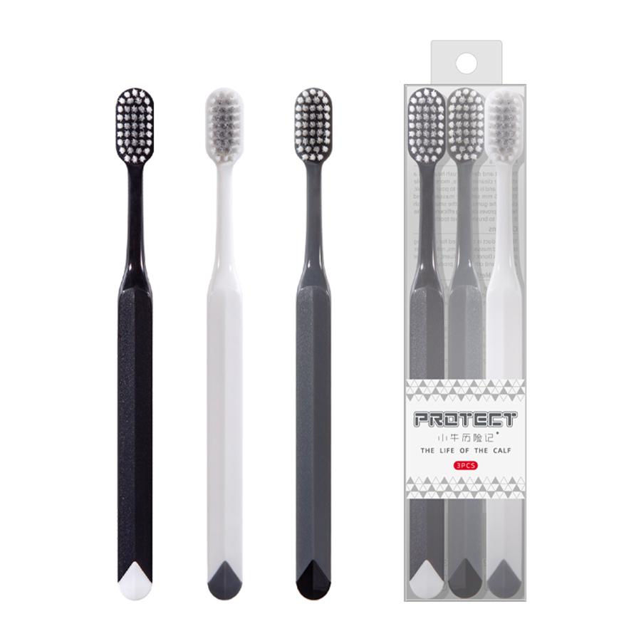 

3-pack Premium Soft bristle toothbrush Adult medium large brush head designed to clean more thoroughly