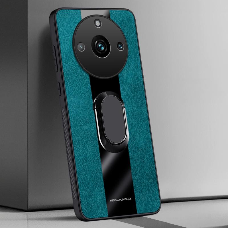

Кожаный чехол с держателем-кольцом для Realme 11 Pro Plus Обложка Роскошный Магнитный Силиконовый Защитный Чехол для Телефона для Realme 11 5G Realme11 For Realme 11 Pro зелёный