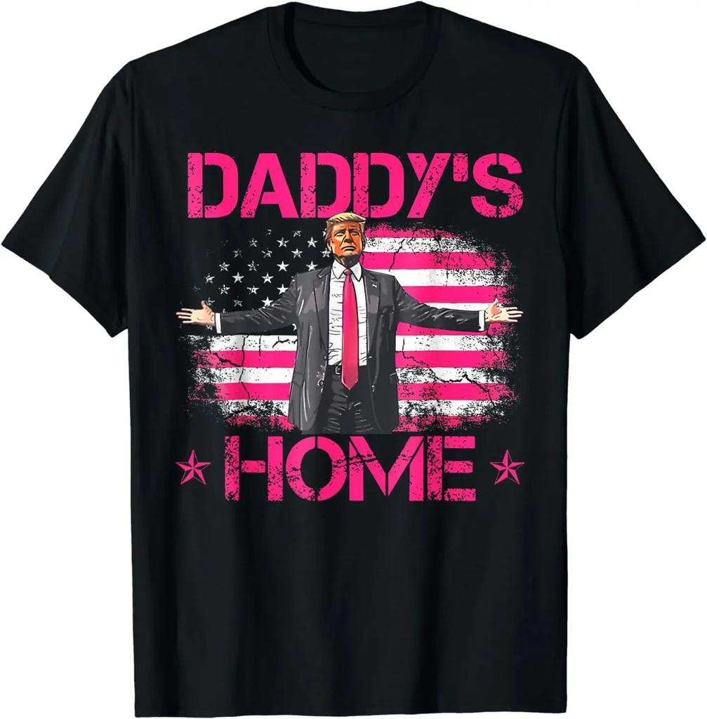 ZX TEE Vtipný dárek Tátův domov Trump Růžová 2024 Vezměte Ameriku Tričko Unisex styl Trička pro ženy Muži Oblečení Streetwear Y2k