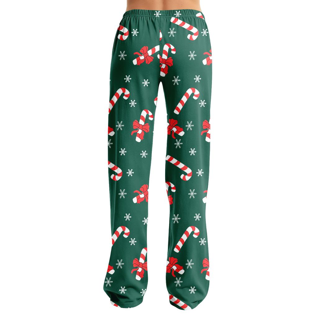 Dames Kerstprint Broek, Casual Pyjamabroek zonder en zonder Zakken