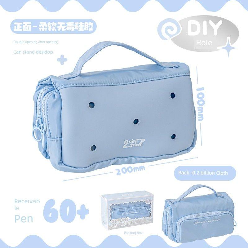 

Rosyposy Soft Set Pencil Case Good-looking 2025 New Arrival Stationery Box Large Capacity Stuffed Hole Pencil Bag blue [excluding Stuffed accessories]]