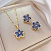 Full of Zirconium Exquisite Wind Copper Micro-inlaid Earrings Necklace Set Combination