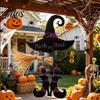 Rustic Halloween Sign Witch Hat Boot Sign, Hanging Trick or Treat Wall Decoration Decor for Home Room, Wooden Front Door Hanger Holiday Party, Or