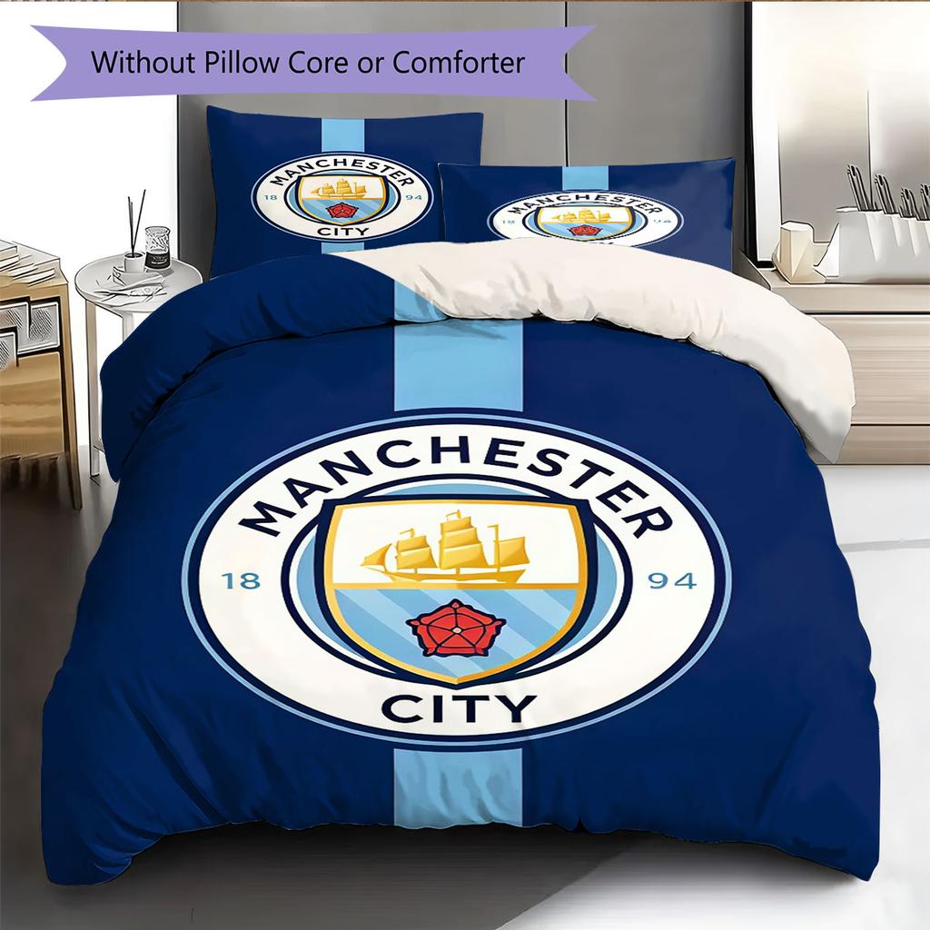 Wild MCFC Victory Bedding Quilt Set Quilt Cover Pillowcase Home Decoration Birthday Gift (1 * Duvet Cover + 2 * Pillowcase, Without Core)