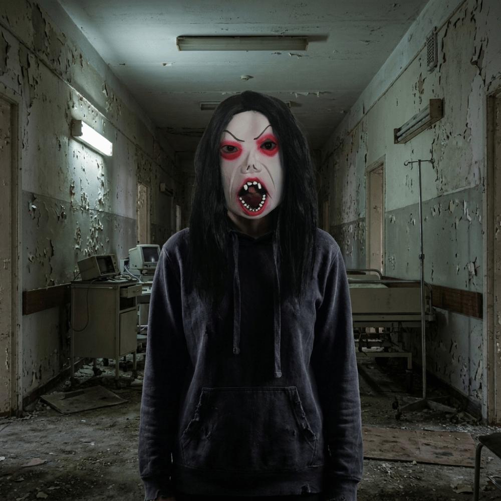 Realistic Black-haired Ghost Mask Spooky Terrifying Cosplay Mask Scary Ghost Mask Haunted House