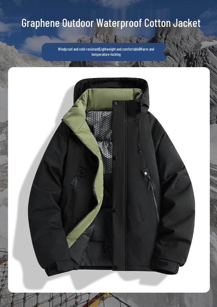 Men's New Winter Graphene Thickened Warm Hooded Jacket - Trendy Cotton Coat for Couples
