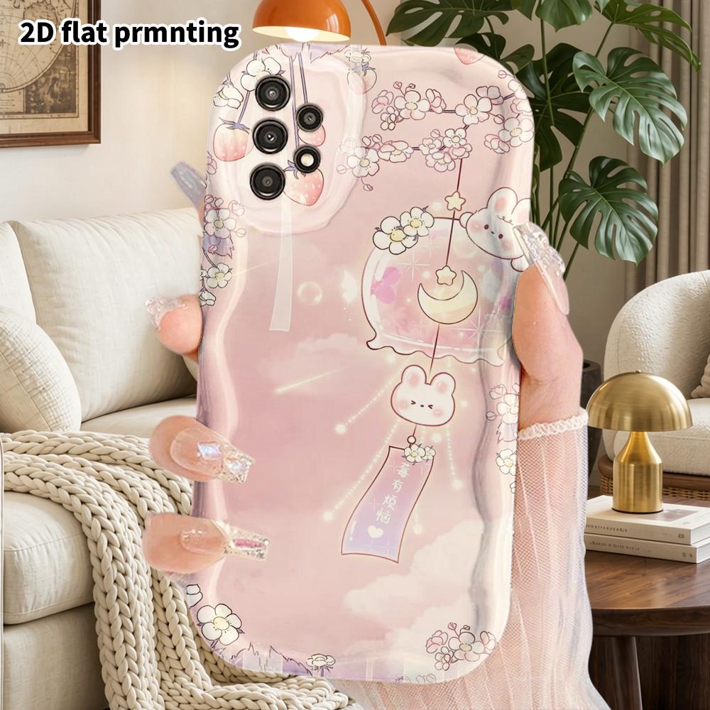 Phone Case: 2D Flat Samsung Galaxy A34 A35 M05 M06 S20 S22 S21 FE Plus 5G Protective Case, Couple Style, Wind Chime Bunny, Christmas and Halloween Gif