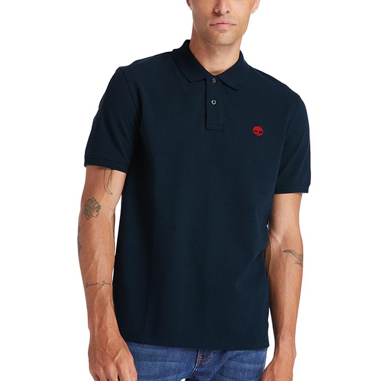 Timberland Casual Sport Single Bead Short Sleeve Polo Shirt Men Polo Shirts Deep-Sapphire-Blue A24H2-433
