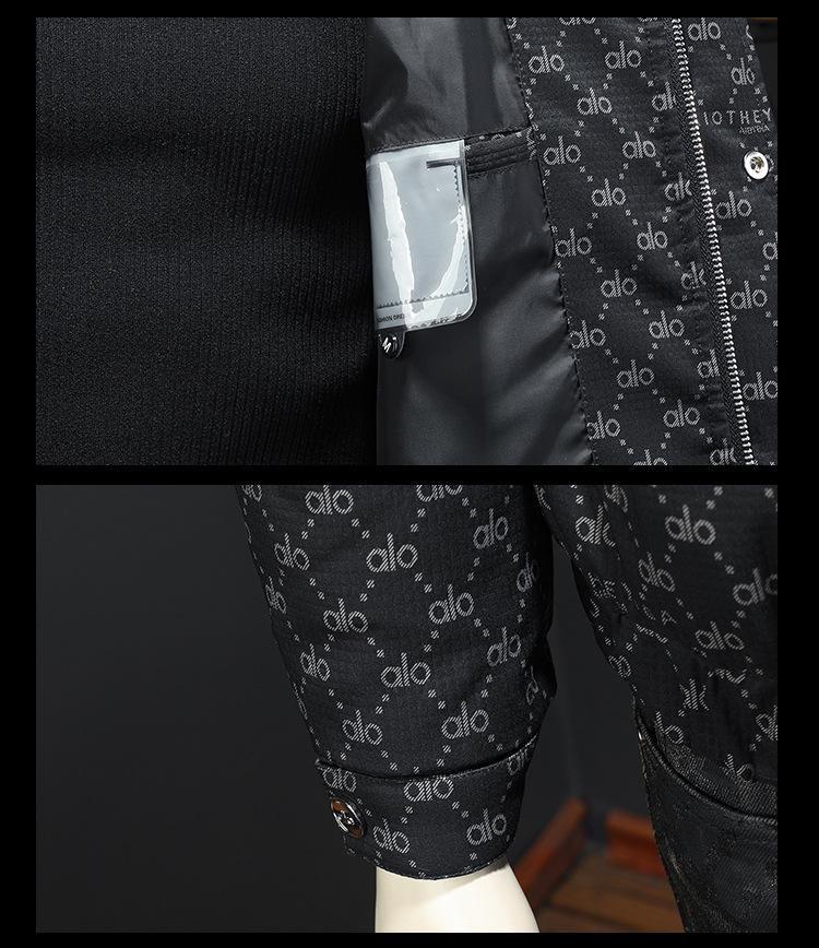 European Men's Stand Collar Winter Down Jacket - Slim Fit, Warm, Trendy Print, High-End Casual Style