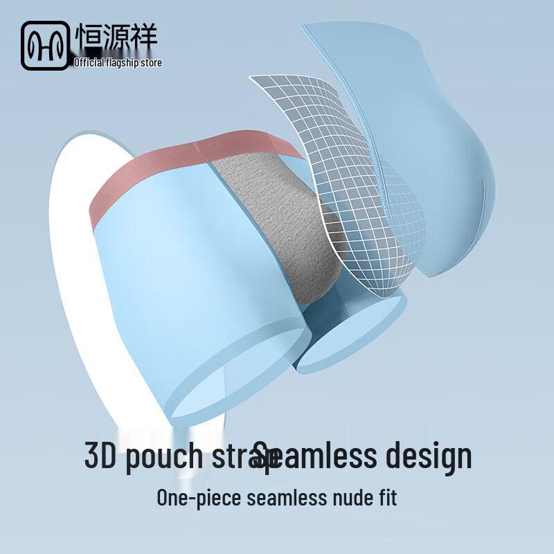 Hengyuanxiang Men's Ice Silk Antibacterial Boxer Briefs 4-Pack