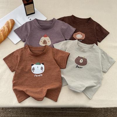 Short Sleeve Tops Summer Clothes Boys And Girls Casual Loose Round Neck T-shirt Toddler New Simple All-match Bottoming Shirt