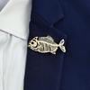 Plated Hollow Fish Bone Brooch Elegant Corsage Pin Stainless Steel Brooch  Clothes Accessories