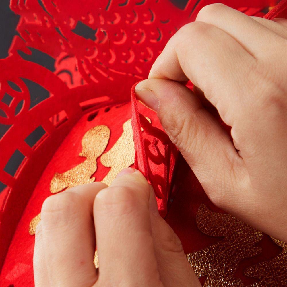 With Tassel Flocking Cloth Red Lanterns Decorative Hanging Spring Festival Lantern  Home