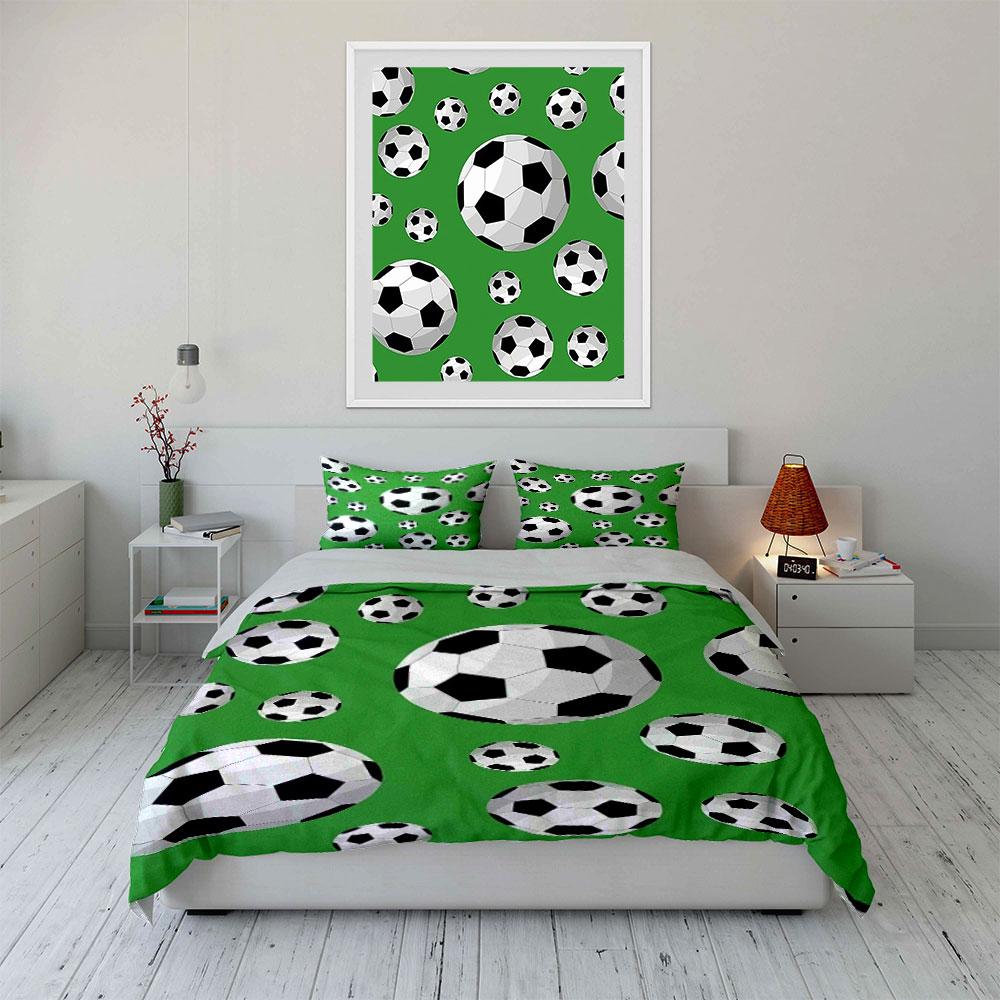 Soccer Ball Green Bedding Set Bedding Duvet Cover Set Duvet Cover Pillowcases (1 * Duvet Cover 2 * Pillowcases, without duvet insert)