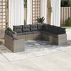 Vidaxl 9-Cz. Gartenmöbel-Set mit Kissen, Grau, Polyrattan