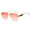 Frameless Gradient Sunglasses: European & American Style with Metal Texture