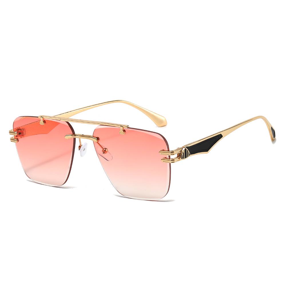Frameless Gradient Sunglasses: European & American Style with Metal Texture